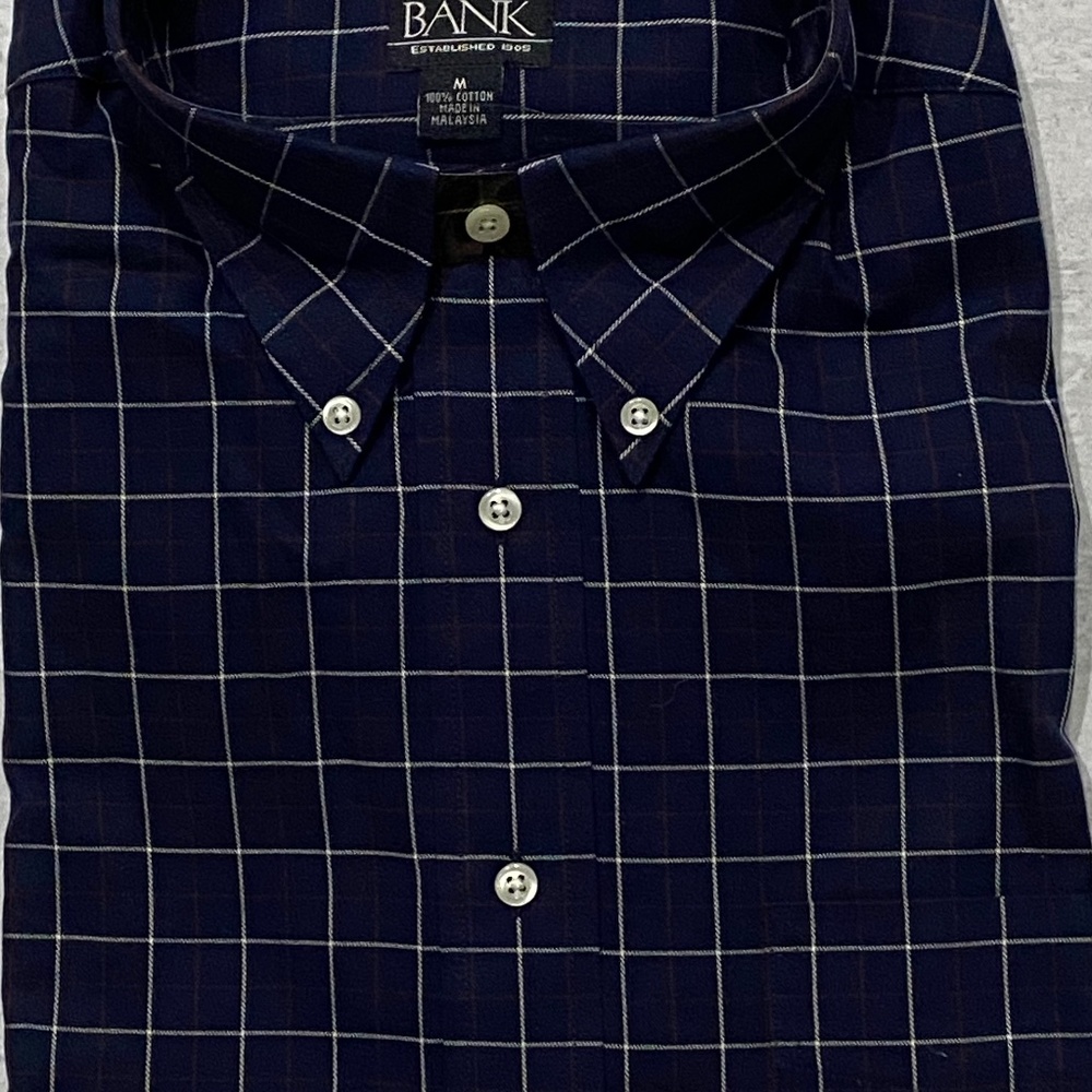 Joseph A Banks Navy check mediumLS shirt NWT